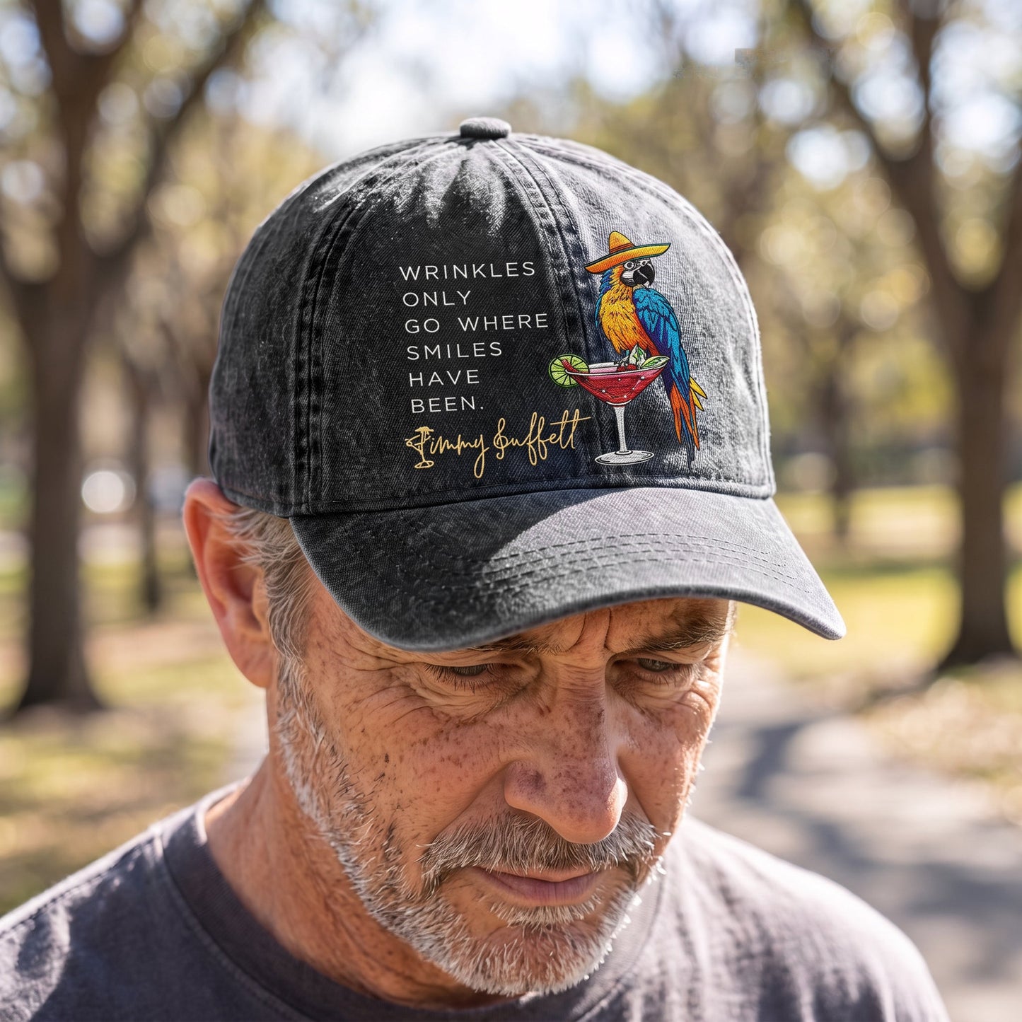 JBU Weathered Smiles Wisdom Premium Denim Cap