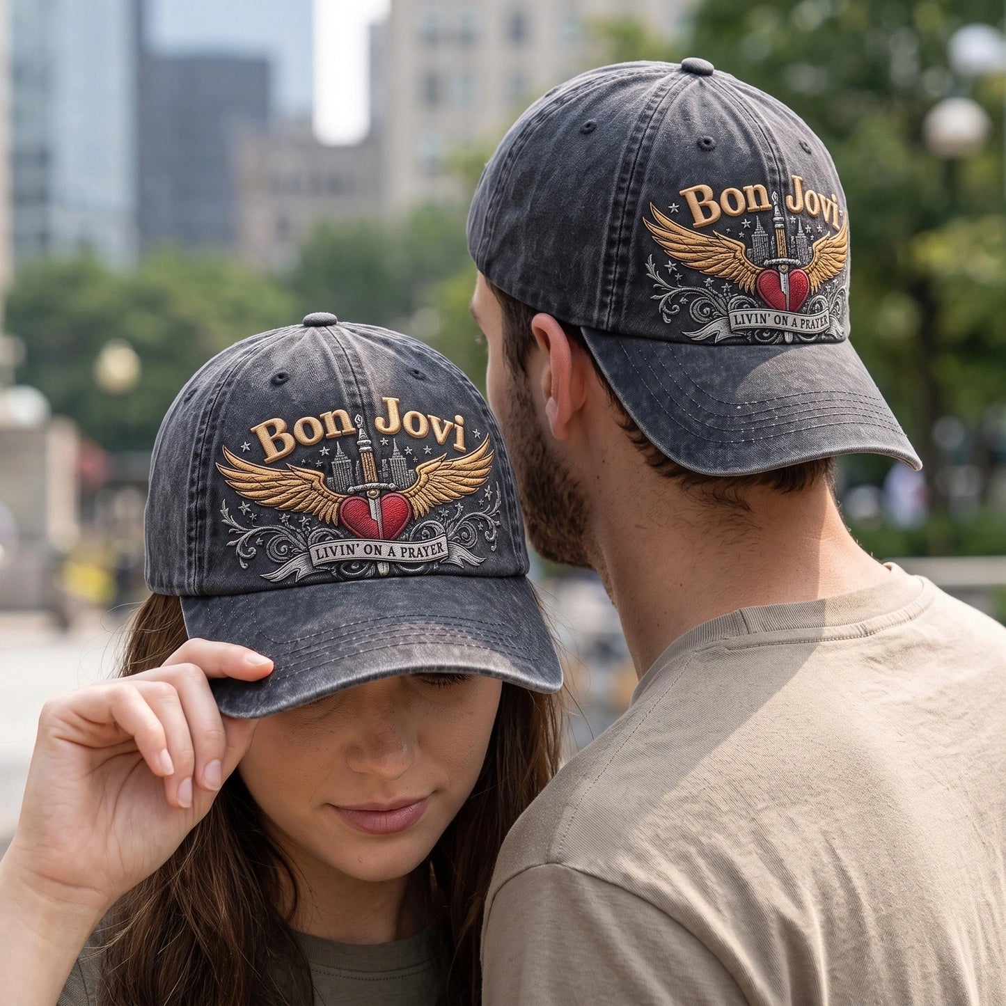 BJO Prayer Heart Flight Distressed Denim Cap