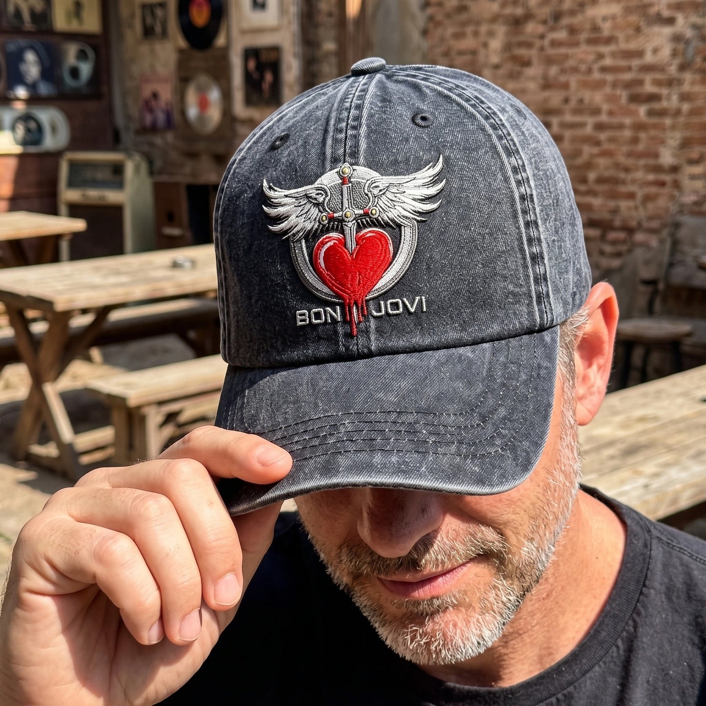 BJO Heart Sword Wings Cap