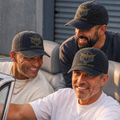 BJO Faith Dagger Wings Distressed Denim Cap