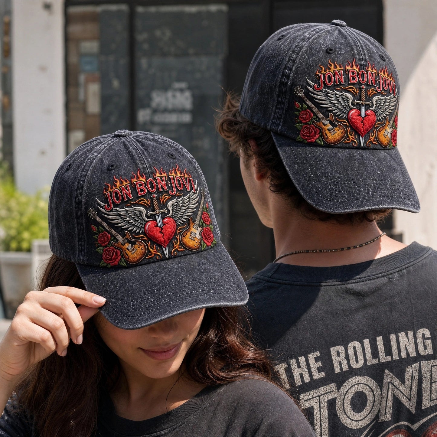 BJO Firestorm Wings Guitars Distressed Denim Cap