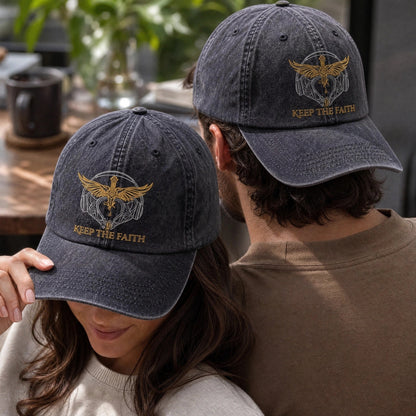 BJO Faith Dagger Wings Distressed Denim Cap