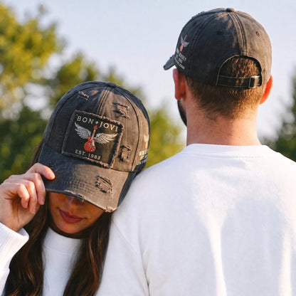BJO Skyline Guitar Wings Distressed Denim Cap