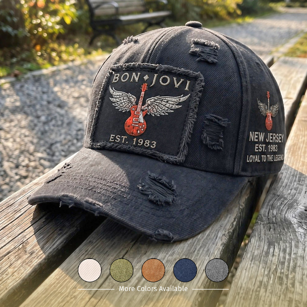 BJO Skyline Guitar Wings Distressed Denim Cap