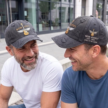 BJO New Jersey Guitar Wings Distressed Denim Cap