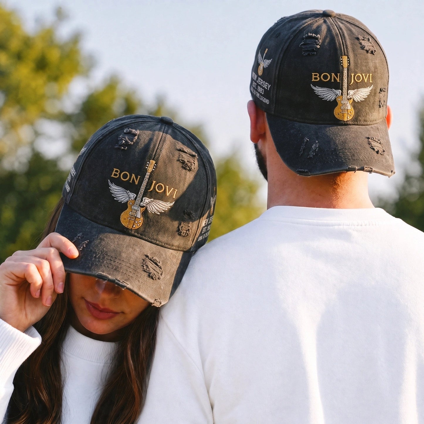 BJO New Jersey Guitar Wings Distressed Denim Cap