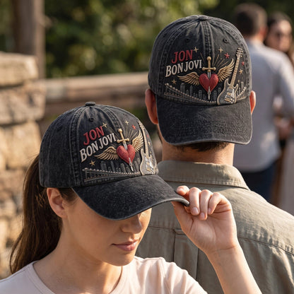 BJO Urban Skyline Guitar Heart Distressed Denim Cap