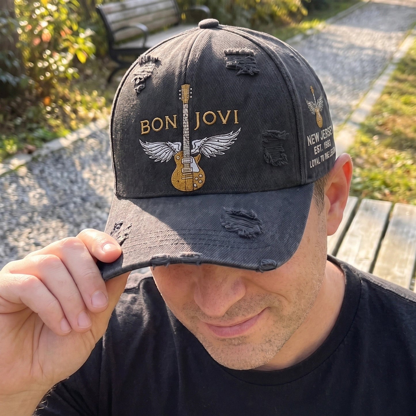 BJO New Jersey Guitar Wings Distressed Denim Cap