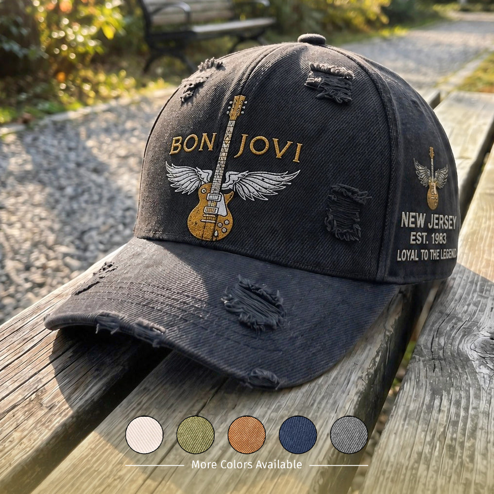 BJO New Jersey Guitar Wings Distressed Denim Cap