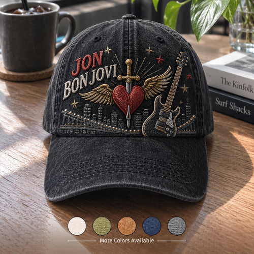 BJO Urban Skyline Guitar Heart Distressed Denim Cap