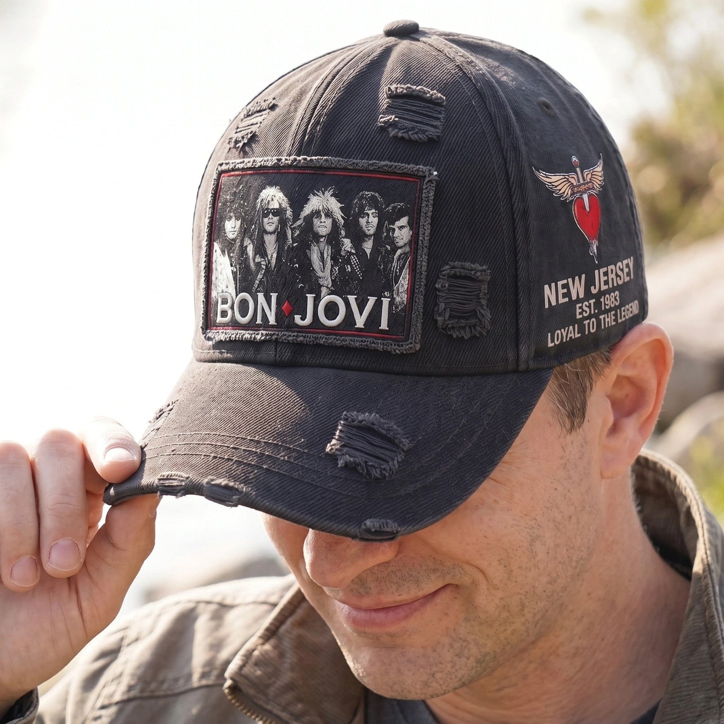 BJO Jersey Band Memories Distressed Denim Cap