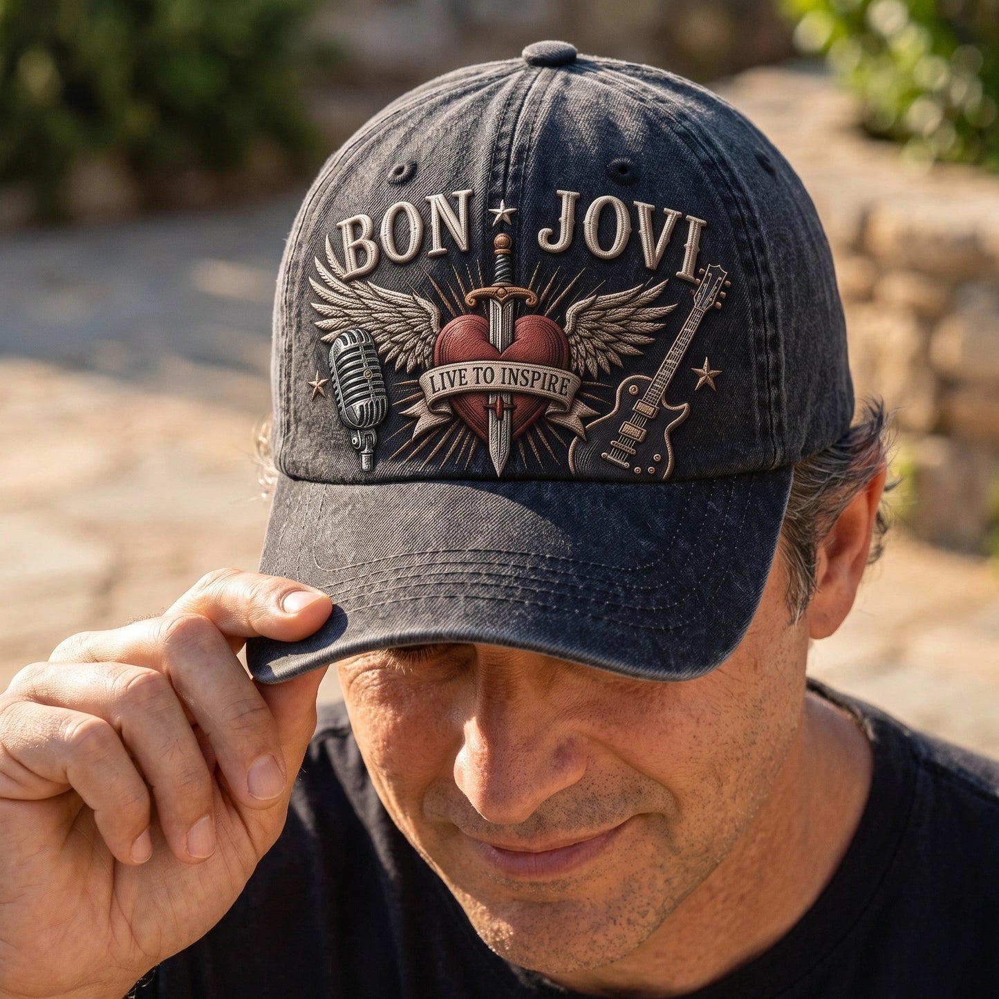 BJO Inspire Forever Wings Distressed Denim Cap