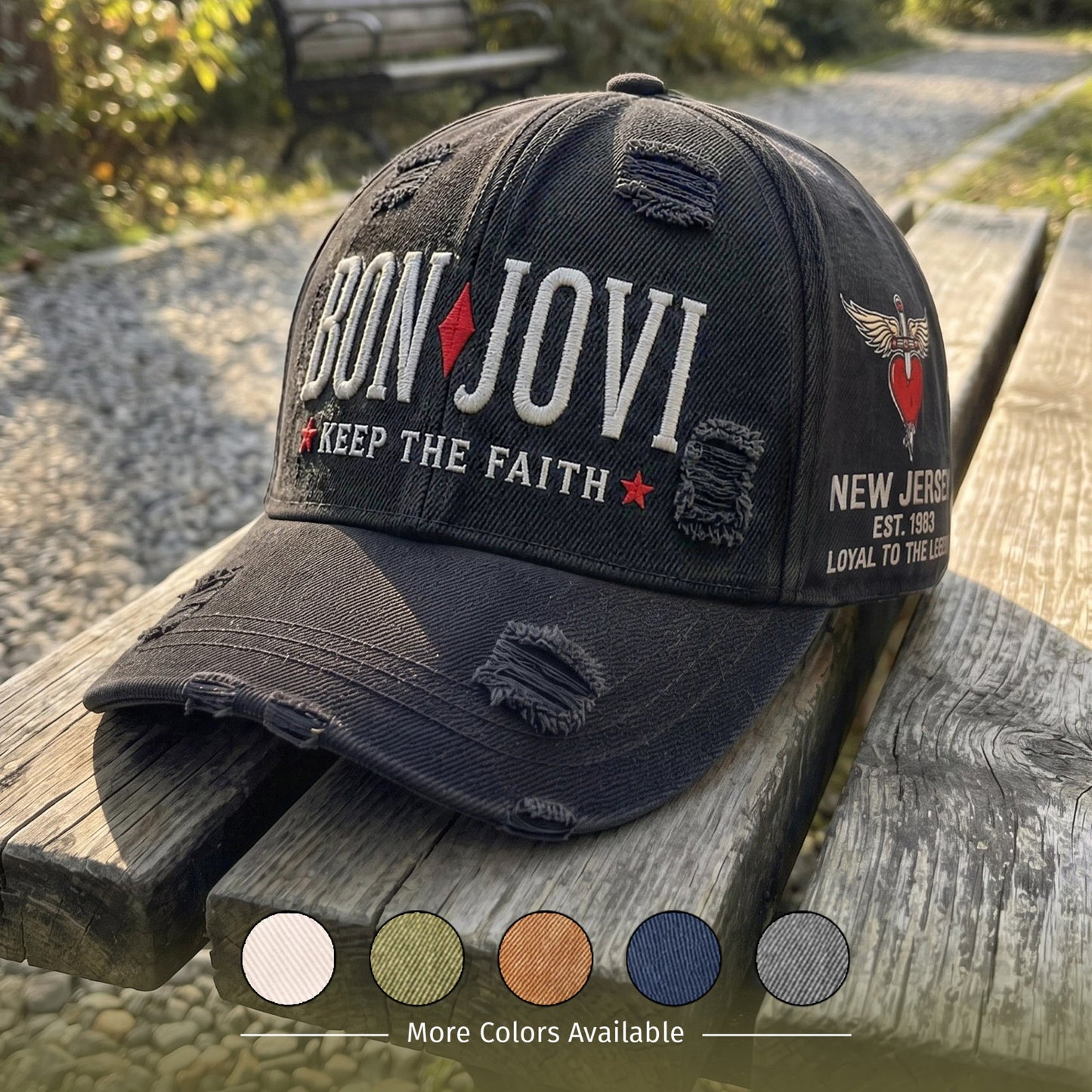 BJO Faith Runs Deep Distressed Denim Cap