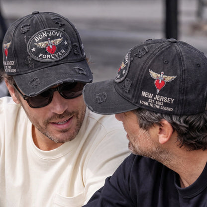BJO Eternal Wings Heart Distressed Denim Cap