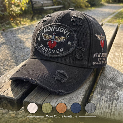 BJO Eternal Wings Heart Distressed Denim Cap