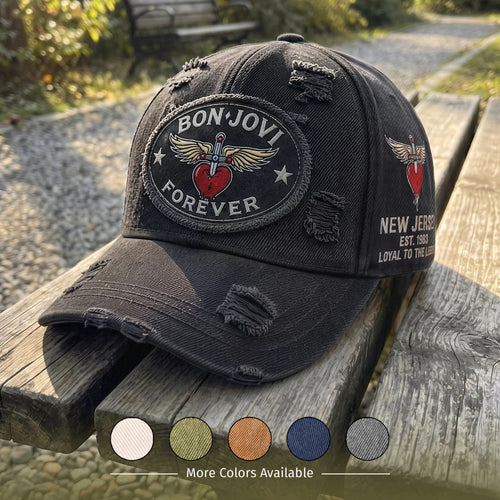 BJO Eternal Wings Heart Distressed Denim Cap