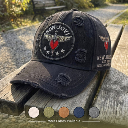 BJO Celestial Heart Wings Distressed Denim Cap