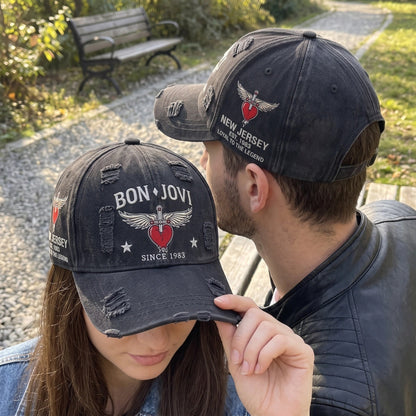 BJO Eighties Legacy Heart Distressed Denim Cap