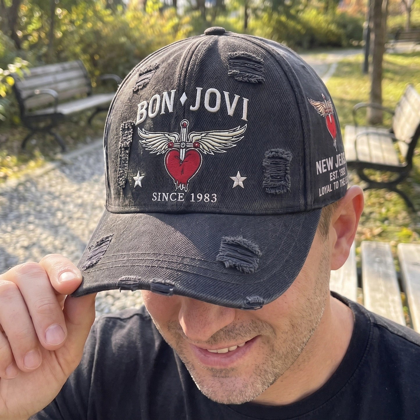 BJO Eighties Legacy Heart Distressed Denim Cap