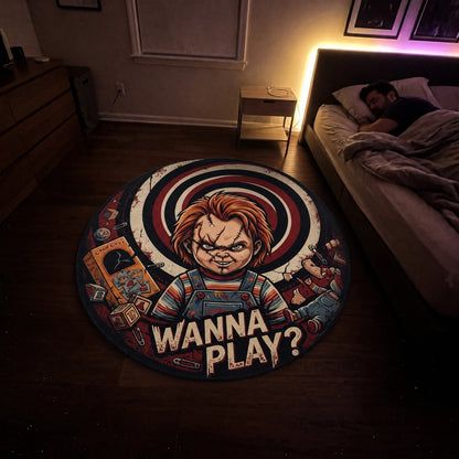 CHU Wanna Play Horror Round Area Rug