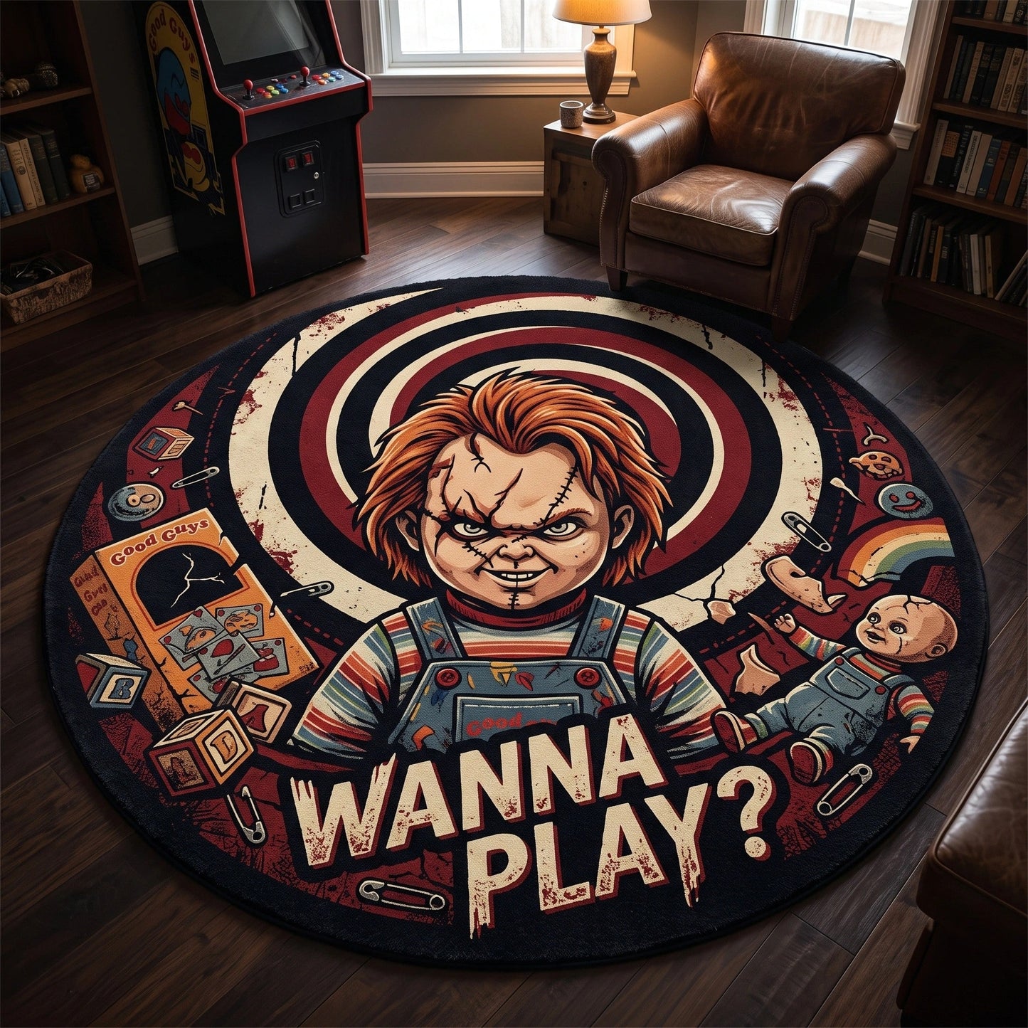 CHU Wanna Play Horror Round Area Rug