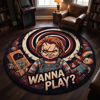 CHU Wanna Play Horror Round Area Rug