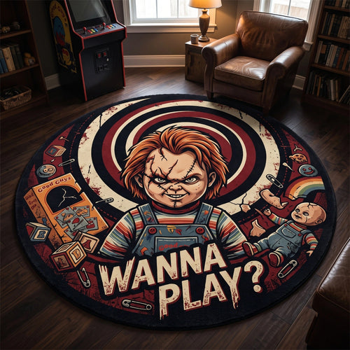 CHU Wanna Play Horror Round Area Rug