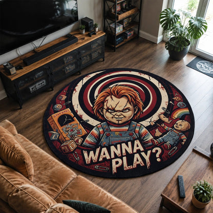 CHU Wanna Play Horror Round Area Rug