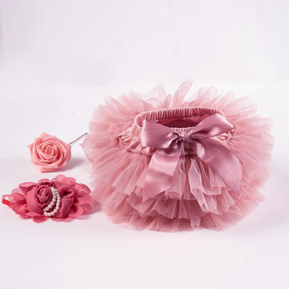 Baby Girls Tulle Tutu Bloomers Infant Newborn Diapers Cover 2pcs Short Skirts+Headband Set Girls Skirts Rainbow Baby Skirt