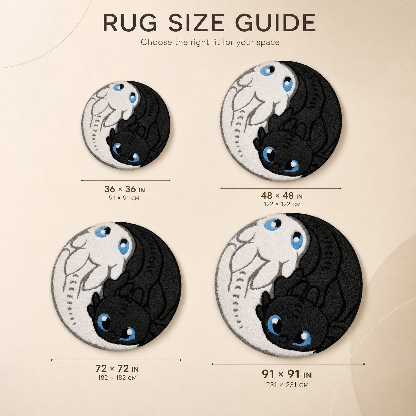 TOO Light Fury Yin Yang Round Area Rug