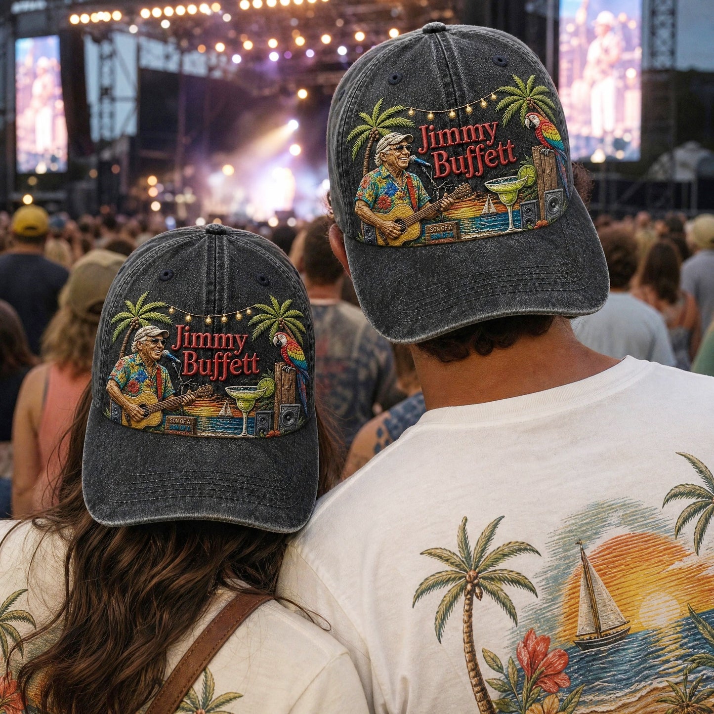 JBU Island Music Escape Distressed Premium Denim Cap