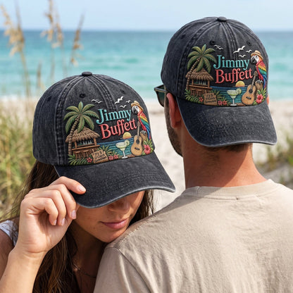 JBU Parrot Cocktail Hour Distressed Denim Cap
