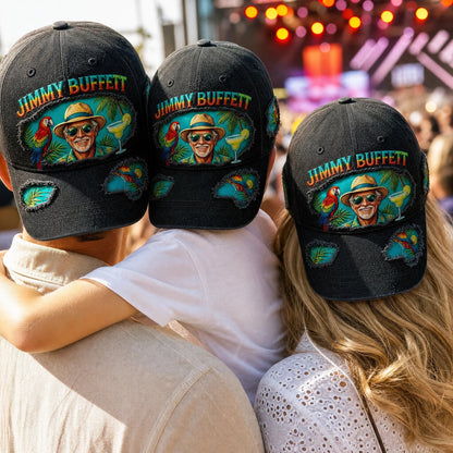 JBU Margarita Portrait Parrot Distressed Denim Cap