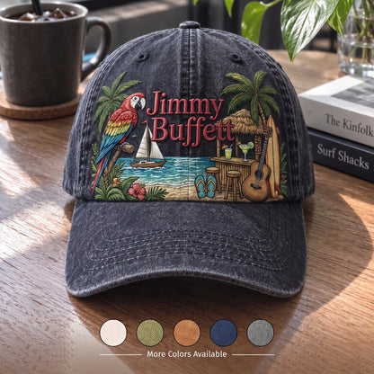 JBU Beach Parrot Getaway Distressed Denim Cap