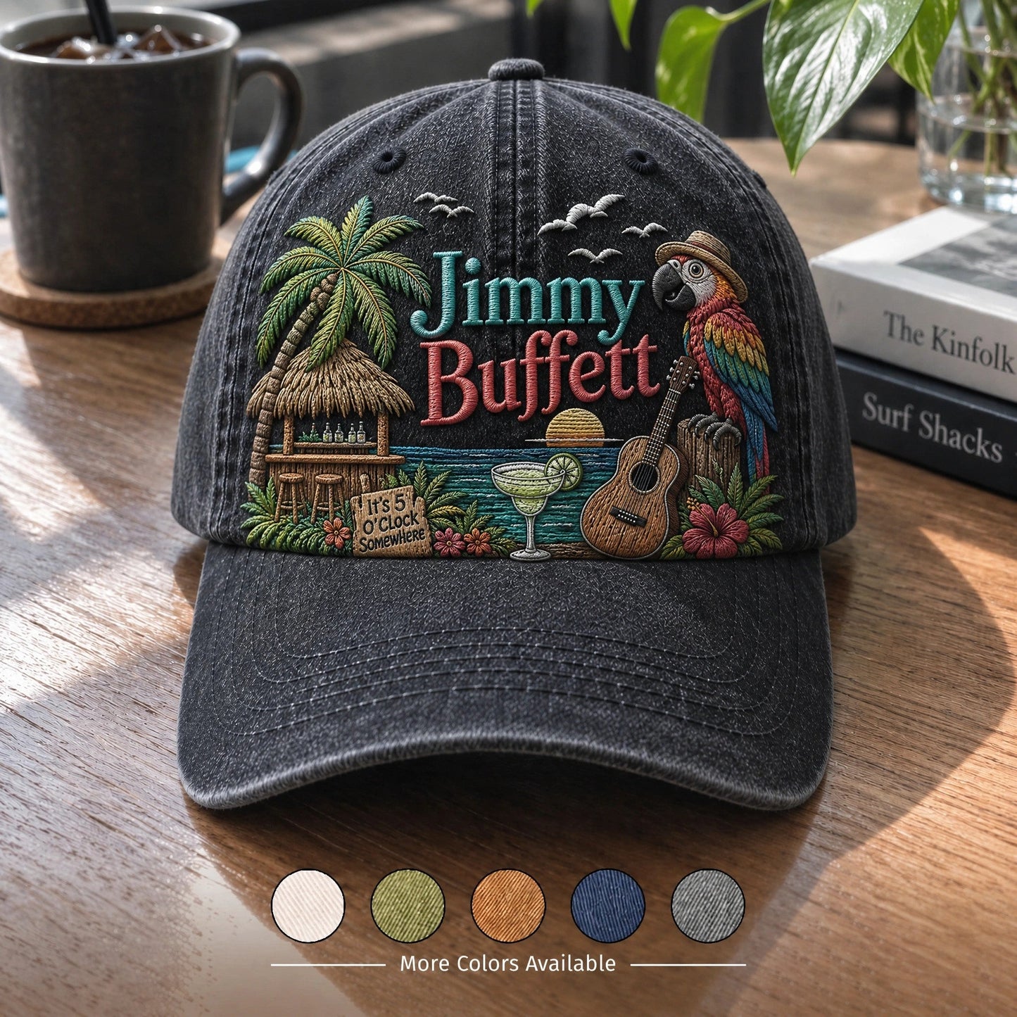JBU Parrot Cocktail Hour Distressed Denim Cap