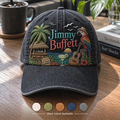 JBU Parrot Cocktail Hour Distressed Denim Cap