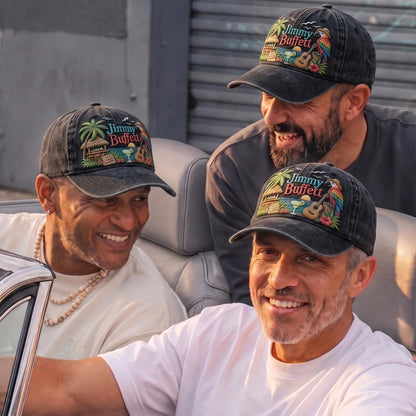 JBU Parrot Cocktail Hour Distressed Denim Cap