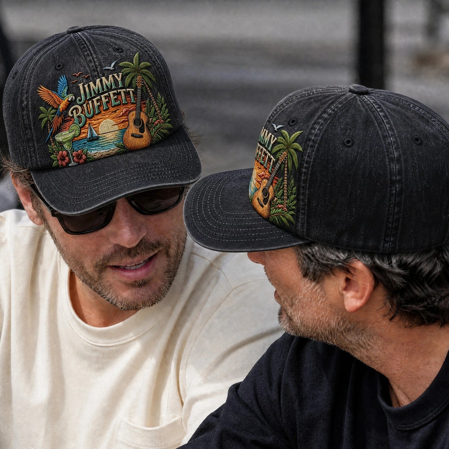 JBU Guitar Parrot Sundown Distressed Denim Cap