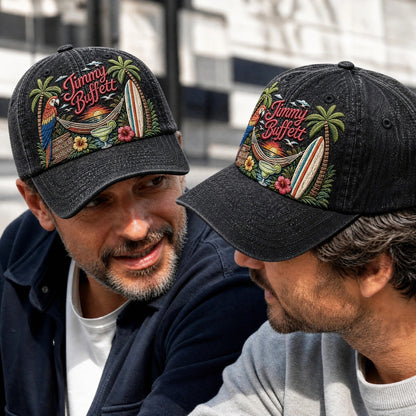 JBU Harbor Sunset Parrot Distressed Denim Cap