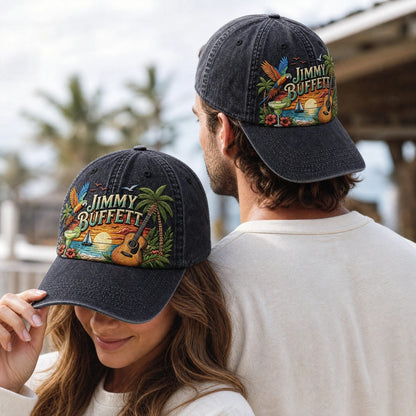 JBU Guitar Parrot Sundown Distressed Denim Cap