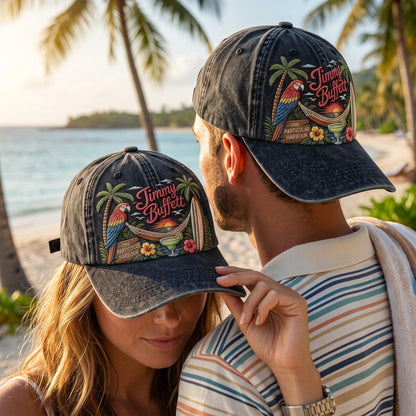 JBU Harbor Sunset Parrot Distressed Denim Cap