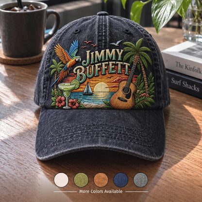 JBU Guitar Parrot Sundown Distressed Denim Cap
