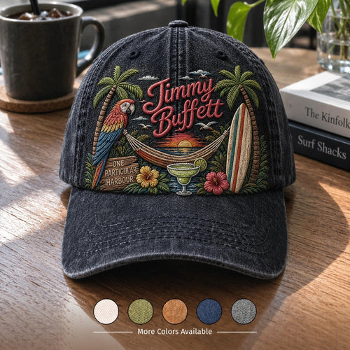 JBU Harbor Sunset Parrot Distressed Denim Cap