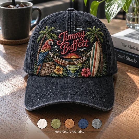 JBU Harbor Sunset Parrot Distressed Denim Cap