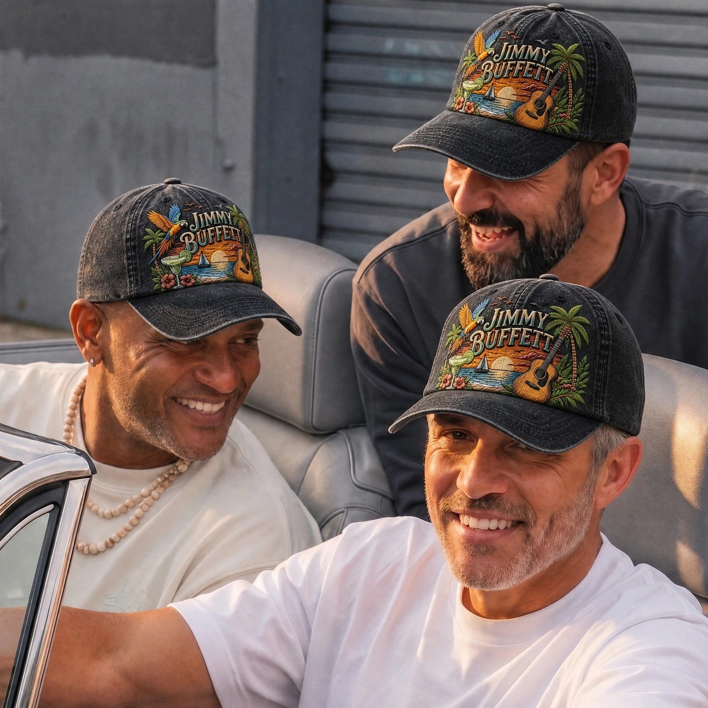 JBU Guitar Parrot Sundown Distressed Denim Cap