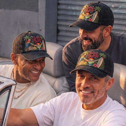 JBU Harbor Sunset Parrot Distressed Denim Cap