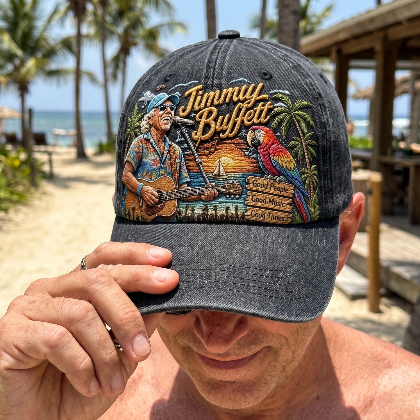 JBU Good Times Anthem Distressed Denim Cap