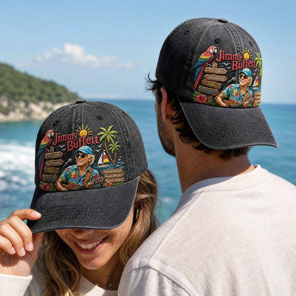 JBU Late Night Parrot Party Distressed Denim Cap
