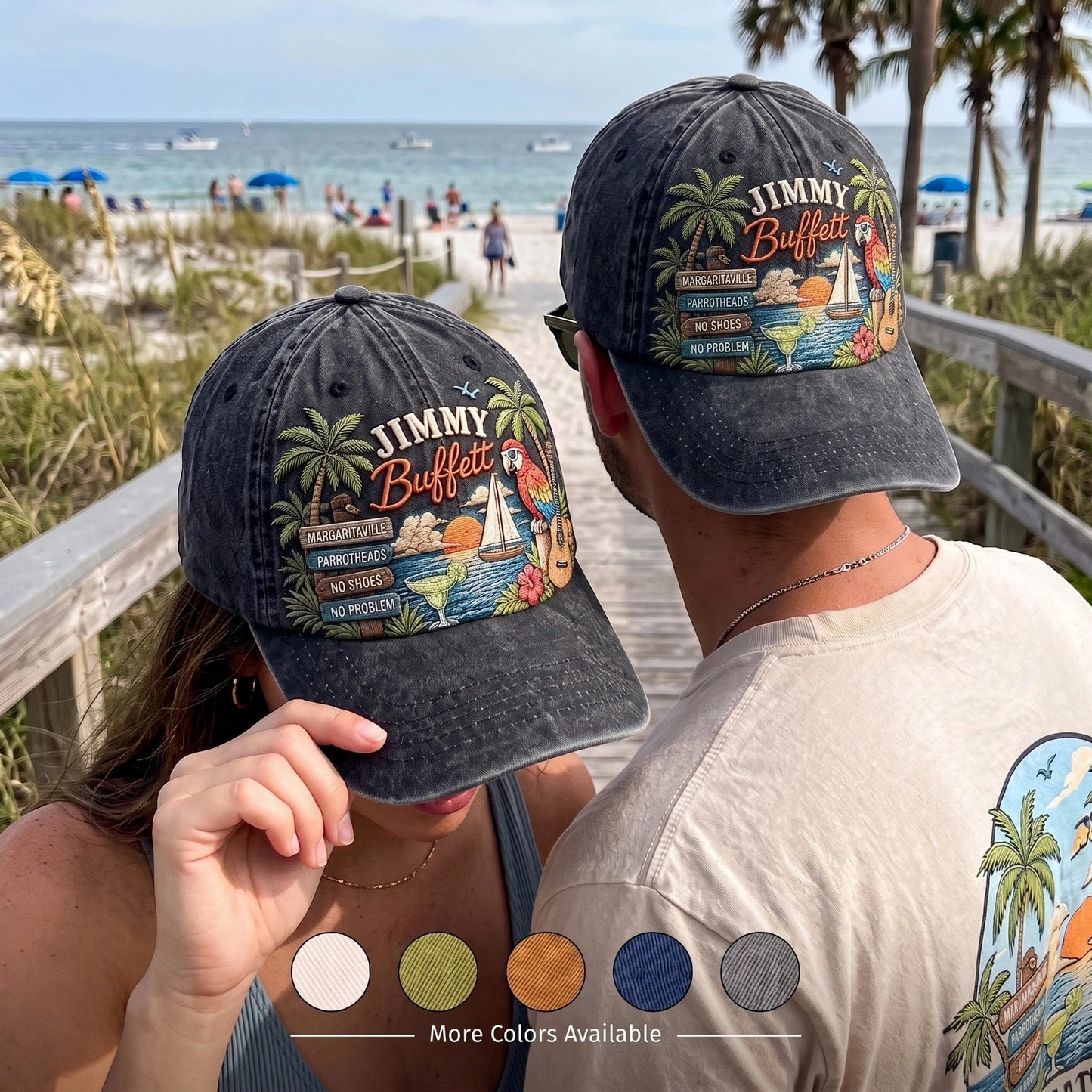 JBU No Shoes Sunset Distressed Denim Cap