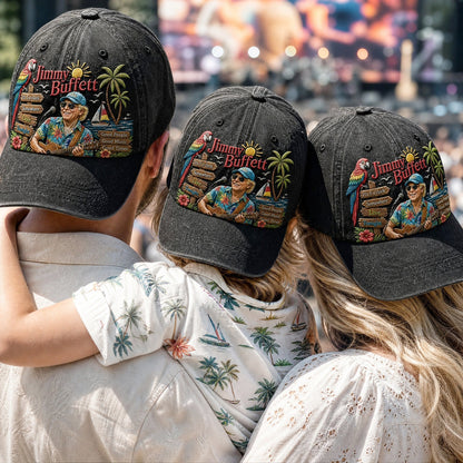 JBU Late Night Parrot Party Distressed Denim Cap